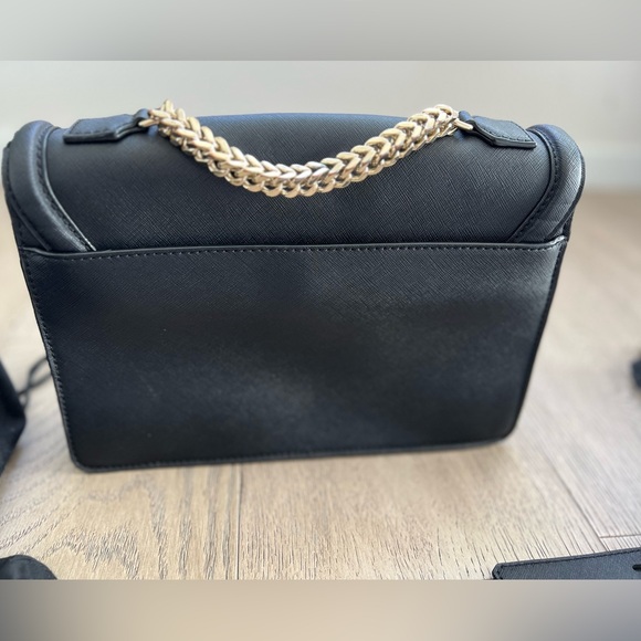 Karl Lagerfeld black leather crossbody and formal handbag with gold chain - Picture 3 of 6